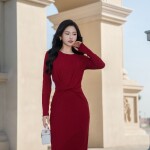Đầm body dáng ôm phối eo xoắn LD390