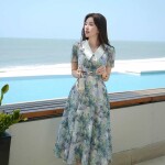 Đầm chữ A dáng xòe phối đai LD284