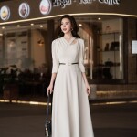 Đầm chữ A khoét ngực tay lỡ LD393