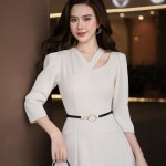 Đầm chữ A khoét ngực tay lỡ LD393