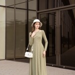 Đầm chữ A tay dài phối cổ yếm LD404