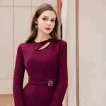 Đầm chữ A tay dài phối đai eo LD400
