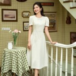 Đầm chữ A tay phồng dáng trơn LD321