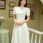 Đầm chữ A tay phồng dáng trơn LD321