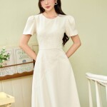 Đầm chữ A tay phồng dáng trơn LD321