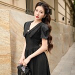 Đầm chữ A xếp ly dáng xòe LD364 (Tặng kèm cài áo)