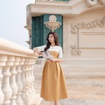 Đầm xòe dáng dài phối tay cộc LD226