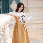 Đầm xòe dáng dài phối tay cộc LD226