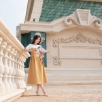 Đầm xòe dáng dài phối tay cộc LD226