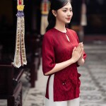 LẺ Áo pháp phục tay lỡ cổ giọt lệ PP013