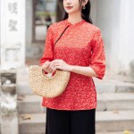 LẺ Áo pháp phục tay lỡ phối họa tiết hoa PP026