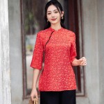 LẺ Áo pháp phục tay lỡ phối họa tiết hoa PP026
