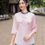 LẺ Áo pháp phục tay lỡ phối họa tiết thêu PP025