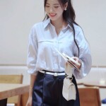 Áo sơ mi LA496 tay dài dáng rộng phối cúc năng động