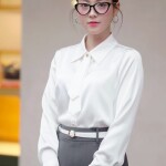 Áo sơ mi LA515 dáng suông nhẹ phối nơ cài cổ rời