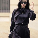 Áo sơ mi LA519 tay phồng phối dây nơ cổ