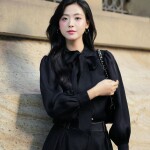Áo sơ mi LA519 tay phồng phối dây nơ cổ