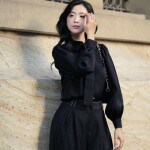 Áo sơ mi LA519 tay phồng phối dây nơ cổ