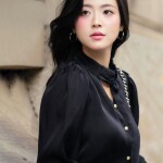 Áo sơ mi LA519 tay phồng phối dây nơ cổ
