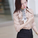 Áo sơ mi dáng suông tay dài phối cổ basic LA462