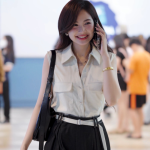 Áo sơ mi LA492 cổ tim sát nách phối túi