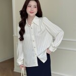 Áo sơ mi LA526 tay dài cổ Đức kẻ sọc dọc suông nhẹ