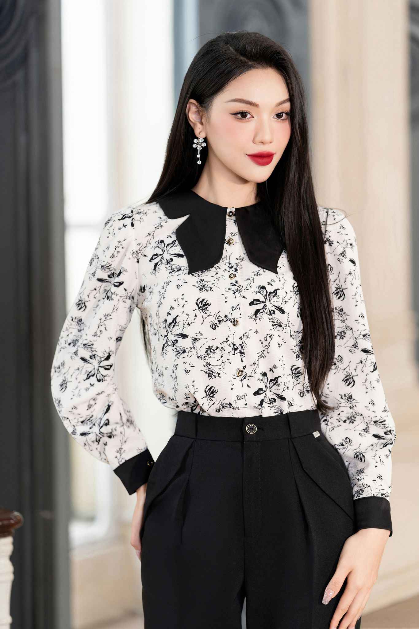 10 Áo sơ mi nữ trắng dáng dài cực cá tính phong cách Hàn Quốc