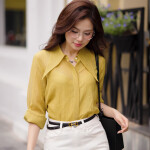 Áo sơ mi tay dài phối cổ lá nhọn LA435