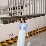 Áo sơ mi tay dài phối dây thắt LA438