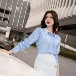 Áo sơ mi tay dài phối dây thắt LA438