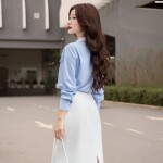 Áo sơ mi tay dài phối dây thắt LA438