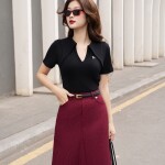 Áo thun cổ tim phối tay cộc LA440