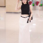 Chân váy LV179 dáng dài khóa kéo phối túi năng động