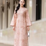 Áo dài cách tân AD256 - QD010 tay rộng cổ cao mềm mại nữ tính