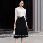 Áo sơ mi nữ cổ xếp ly nơ LA333 (KHÁCH MUA VUI LÒNG INB CHỌN MÀU)