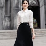 Áo sơ mi nữ cổ xếp ly nơ LA333 (KHÁCH MUA VUI LÒNG INB CHỌN MÀU)