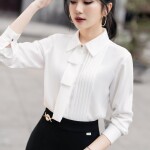 Áo sơ mi nữ cổ xếp ly nơ LA333 (KHÁCH MUA VUI LÒNG INB CHỌN MÀU)
