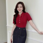 Áo thun tay cộc phối cúc giả LA442