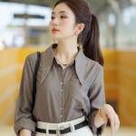 Áo sơ mi tay dài phối cổ lá nhọn LA477