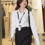 Áo sơ mi LA507 tay dài phối cổ lá nhọn dài