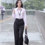 Quần ống rộng LQ146 dáng dài xếp ly phối túi