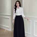 Chân váy midi dáng xòe LV201 (Màu đen)