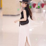 Chân váy LV179 dáng dài khóa kéo phối túi năng động