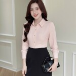 Sơ mi lụa hồng phấn cổ đức LA531